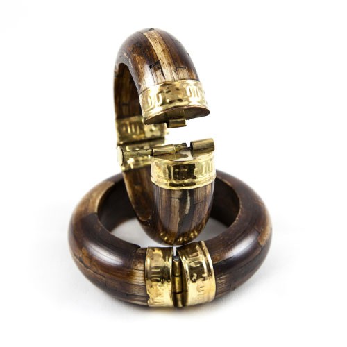 Wooden Bracelet With Lock Pair