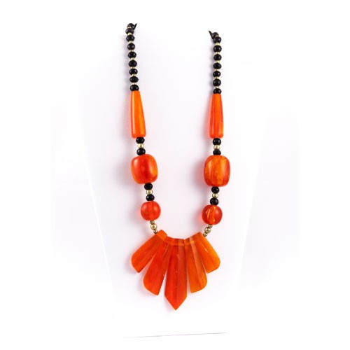 Orange & Black Stones Necklace